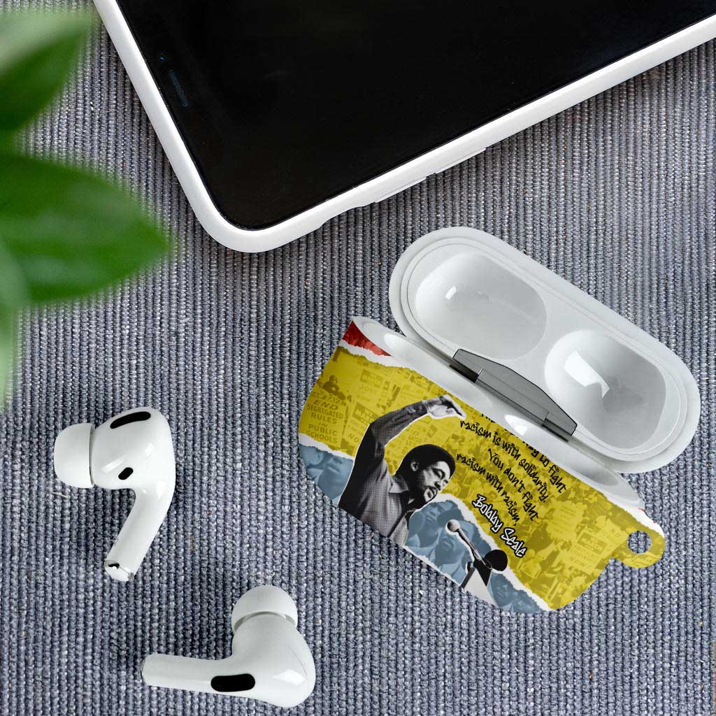 Bobby Seale AirPods Case Torn Paper Collage Design Solidarity Quote Powerful Speech Artwork Civil Rights - Wonder Print Shop