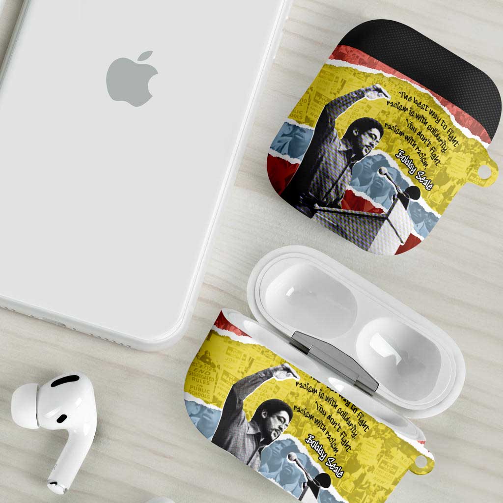 Bobby Seale AirPods Case Torn Paper Collage Design Solidarity Quote Powerful Speech Artwork Civil Rights - Wonder Print Shop