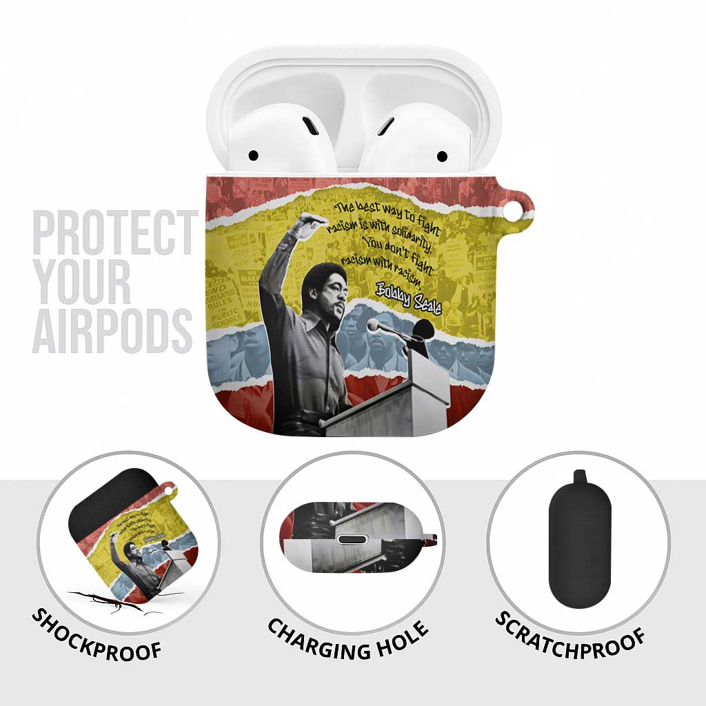 Bobby Seale AirPods Case Torn Paper Collage Design Solidarity Quote Powerful Speech Artwork Civil Rights - Wonder Print Shop