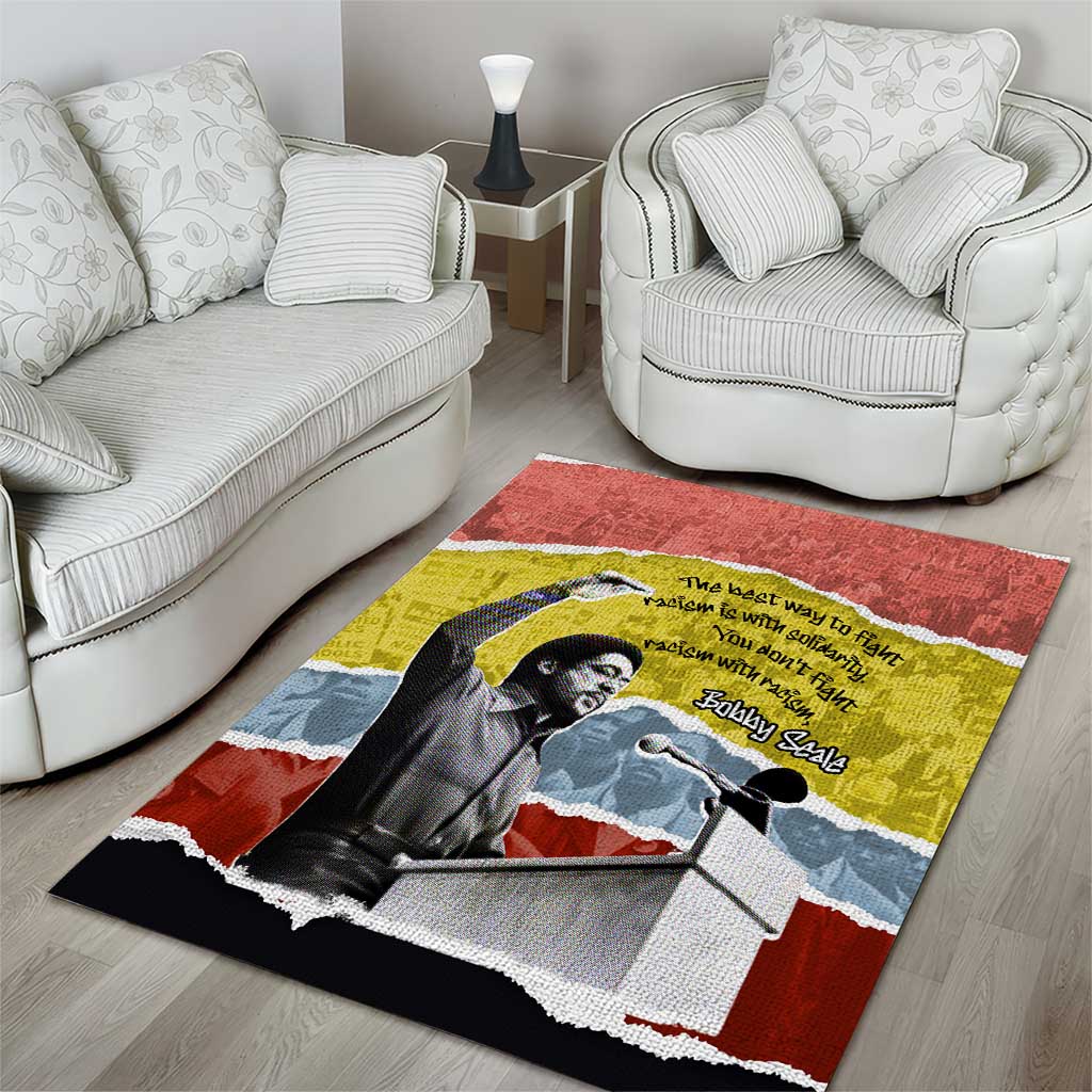 Bobby Seale Area Rug Torn Paper Collage Design Solidarity Quote Powerful Speech Artwork Civil Rights - Wonder Print Shop