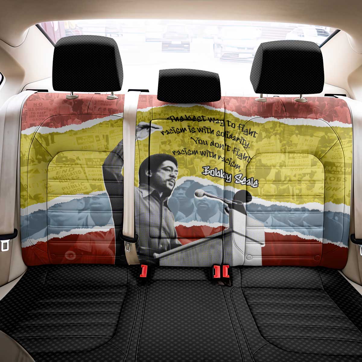 Bobby Seale Back Car Seat Cover Torn Paper Collage Design Solidarity Quote Powerful Speech Artwork Civil Rights - Wonder Print Shop