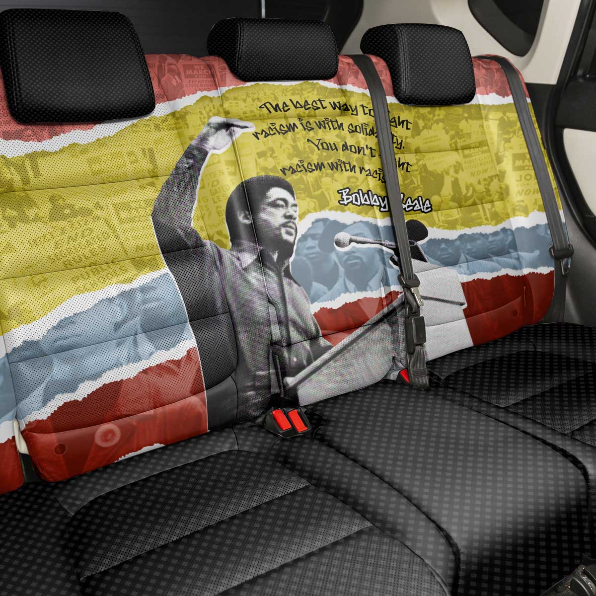 Bobby Seale Back Car Seat Cover Torn Paper Collage Design Solidarity Quote Powerful Speech Artwork Civil Rights - Wonder Print Shop
