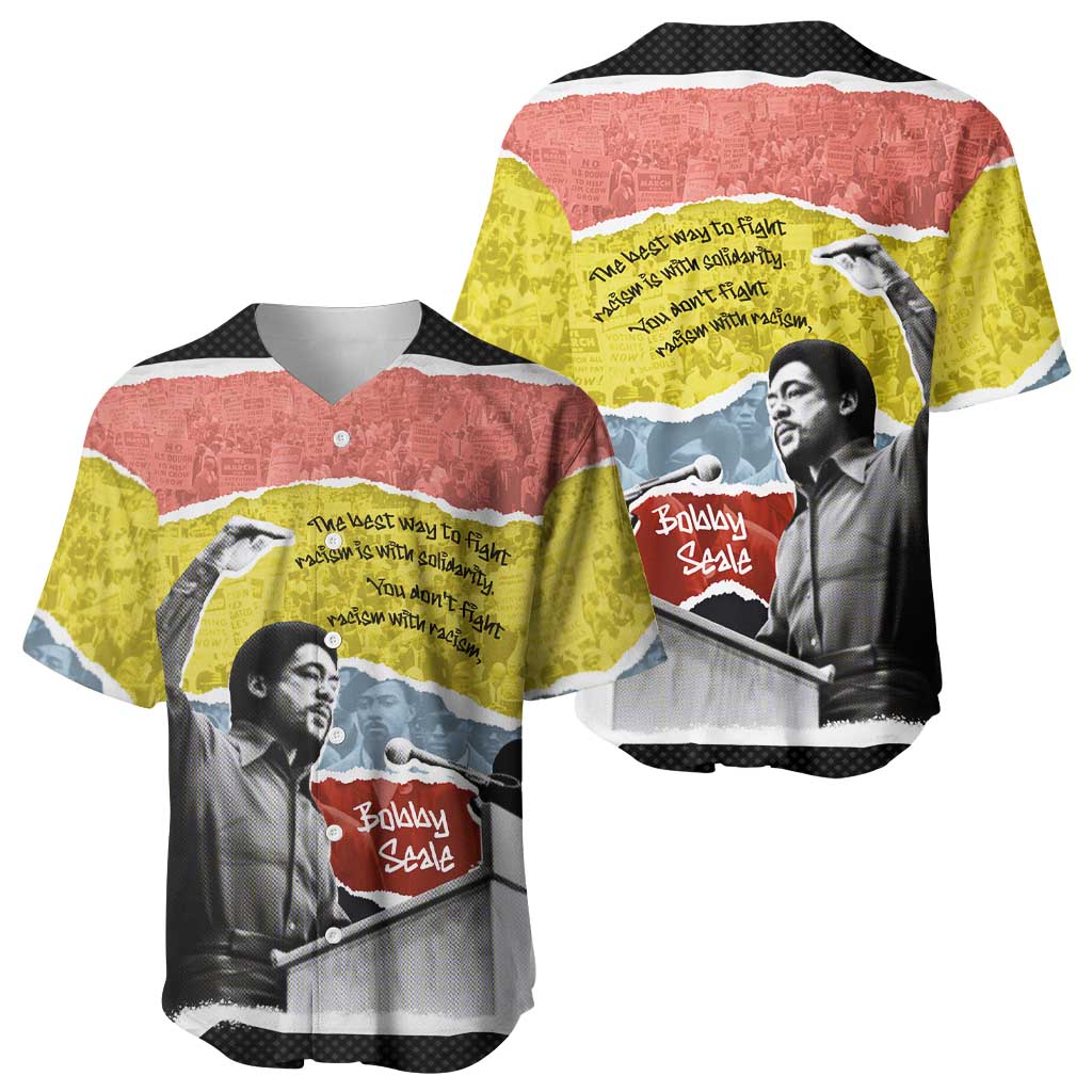 Bobby Seale Baseball Jersey Torn Paper Collage Design Solidarity Quote Powerful Speech Artwork Civil Rights - Wonder Print Shop