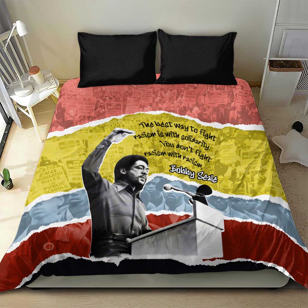 Bobby Seale Bedding Set Torn Paper Collage Design Solidarity Quote Powerful Speech Artwork Civil Rights - Wonder Print Shop