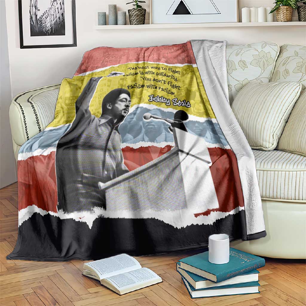 Bobby Seale Blanket Torn Paper Collage Design Solidarity Quote Powerful Speech Artwork Civil Rights - Wonder Print Shop