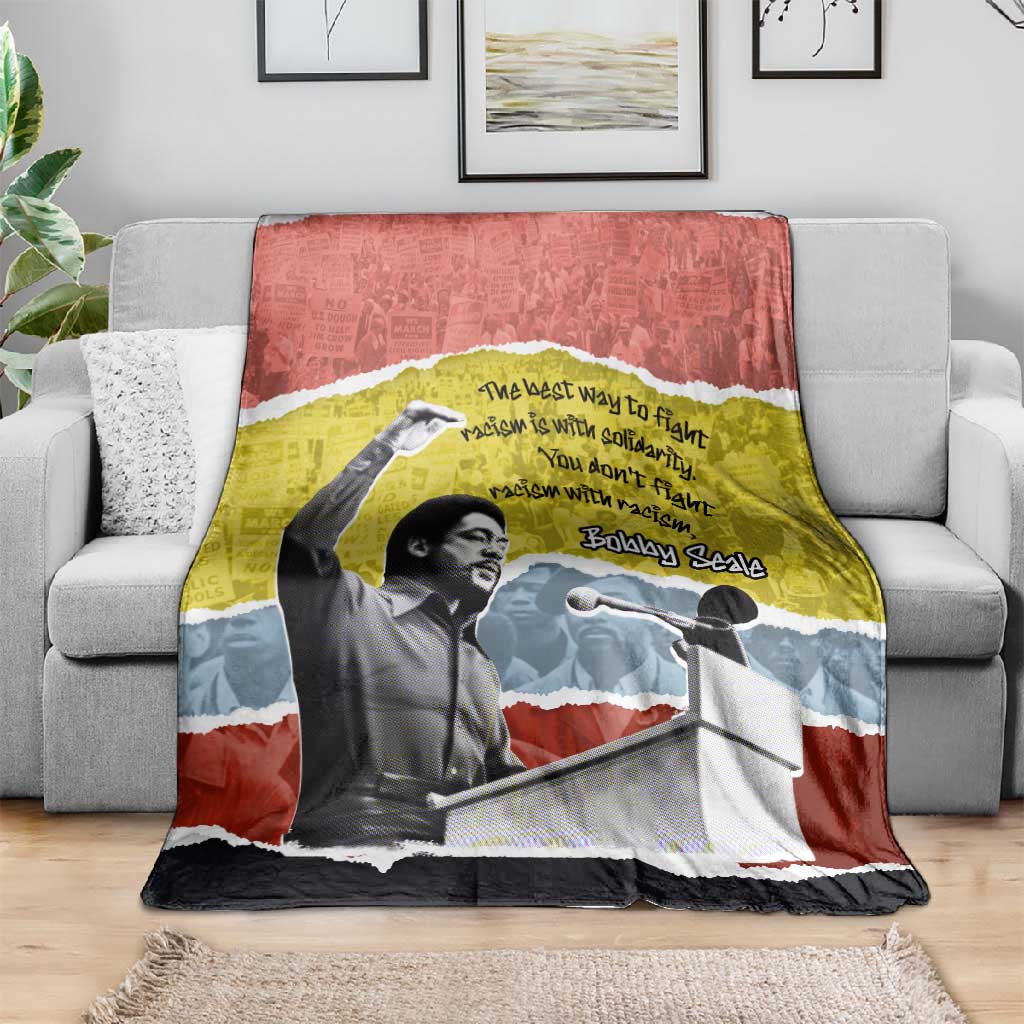 Bobby Seale Blanket Torn Paper Collage Design Solidarity Quote Powerful Speech Artwork Civil Rights - Wonder Print Shop