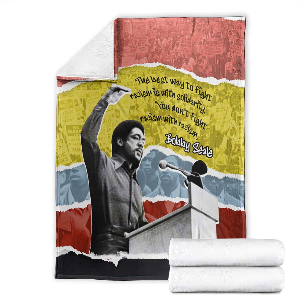 Bobby Seale Blanket Torn Paper Collage Design Solidarity Quote Powerful Speech Artwork Civil Rights - Wonder Print Shop
