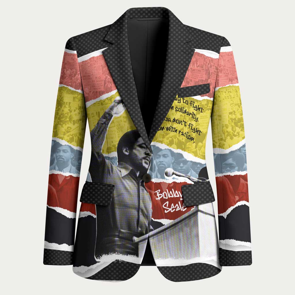 Bobby Seale Blazer Torn Paper Collage Design Solidarity Quote Powerful Speech Artwork Civil Rights - Wonder Print Shop