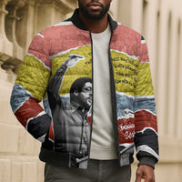 Bobby Seale Bomber Puffer Jacket Torn Paper Collage Design Solidarity Quote Powerful Speech Artwork Civil Rights - Wonder Print Shop