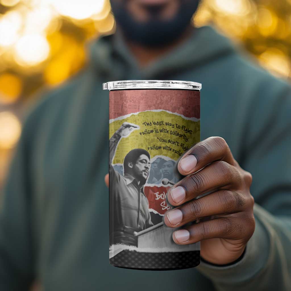 Bobby Seale 4 in 1 Can Cooler Tumbler Torn Paper Collage Design Solidarity Quote Powerful Speech Artwork Civil Rights - Wonder Print Shop
