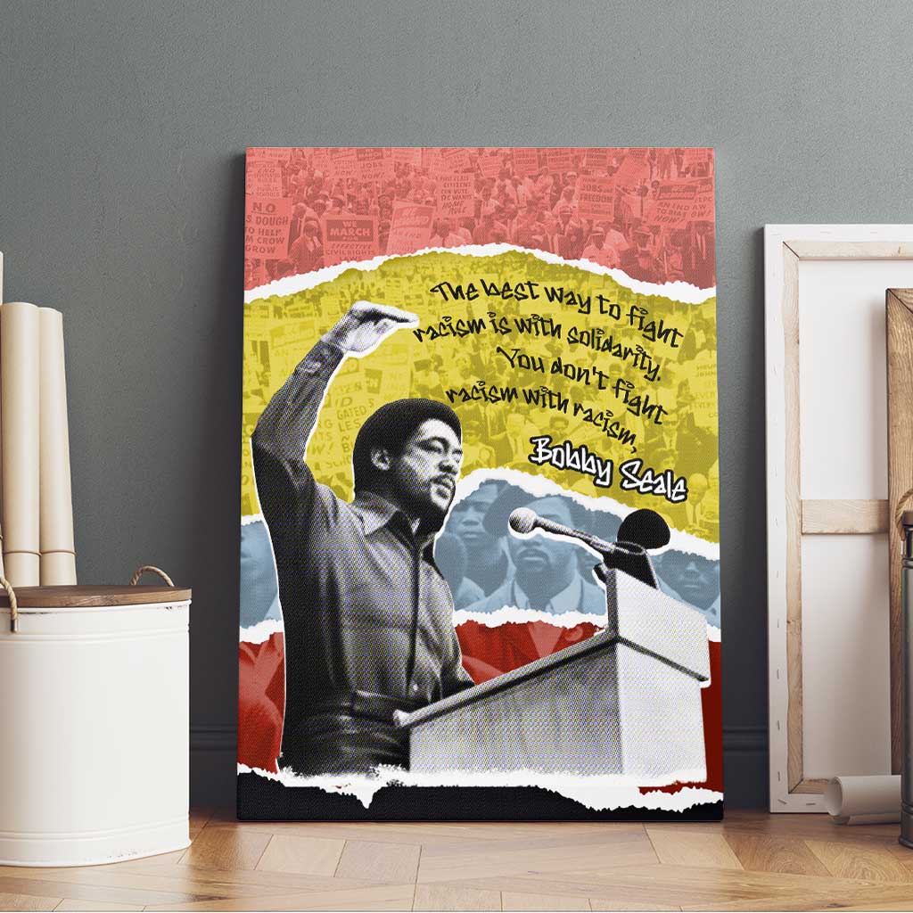 Bobby Seale Canvas Wall Art Torn Paper Collage Design Solidarity Quote Powerful Speech Artwork Civil Rights - Wonder Print Shop
