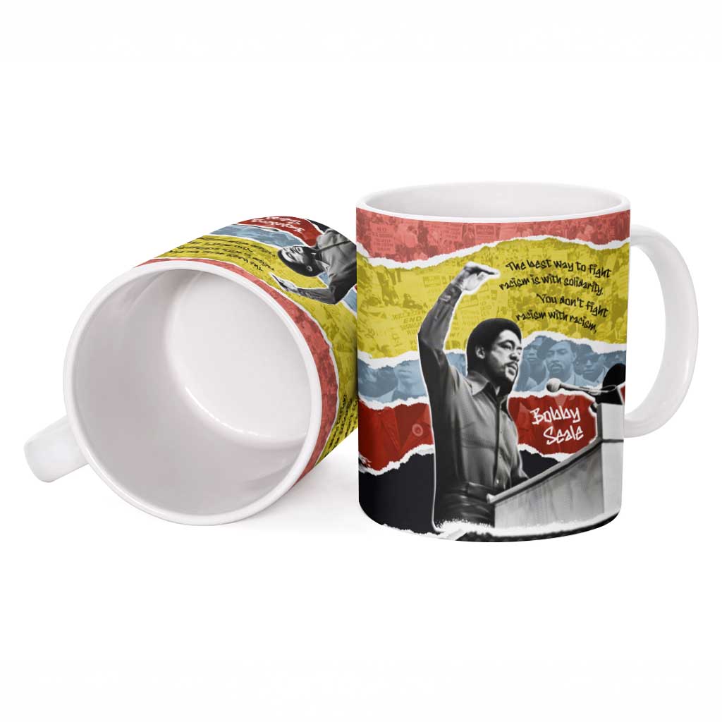 Bobby Seale Ceramic Mug Torn Paper Collage Design Solidarity Quote Powerful Speech Artwork Civil Rights - Wonder Print Shop