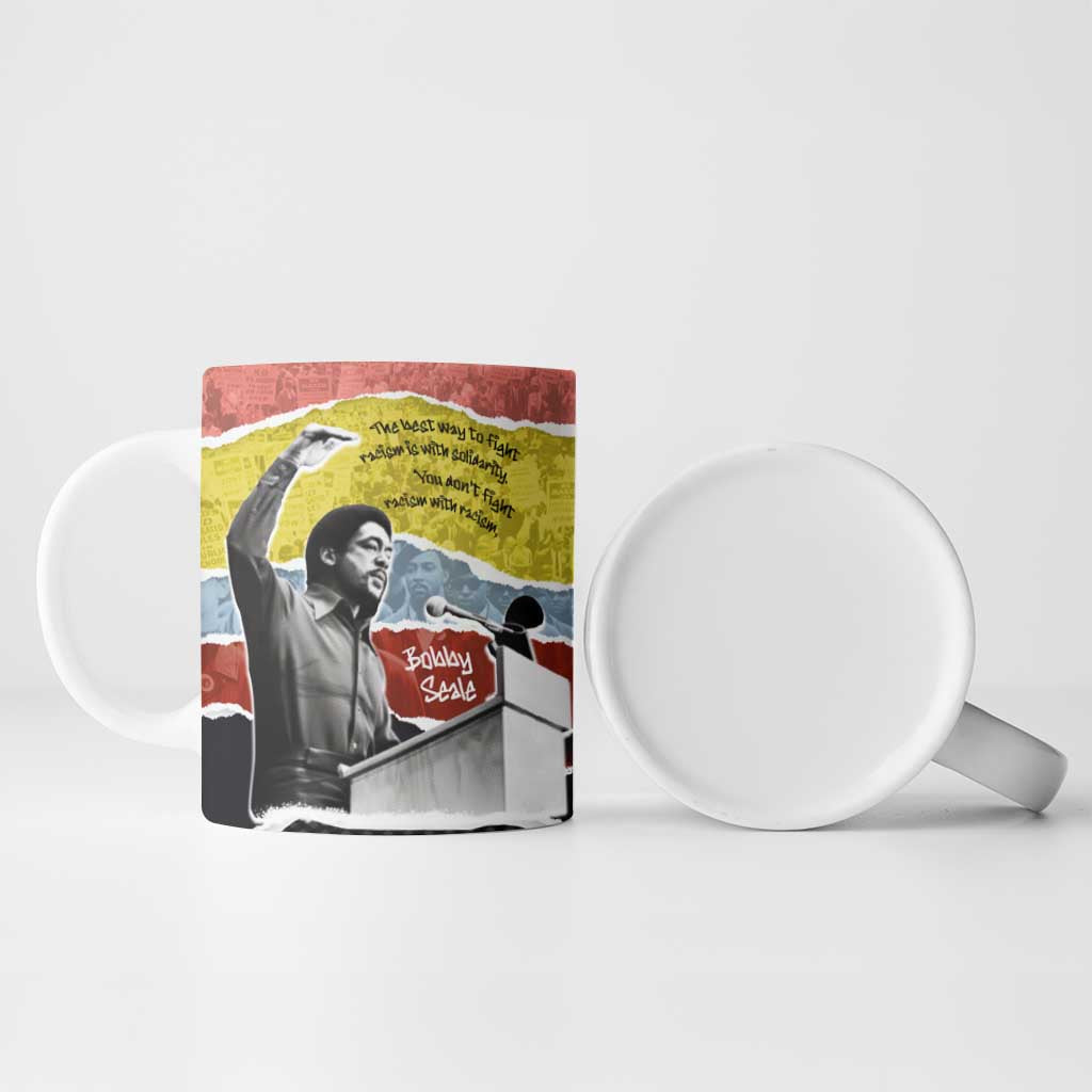 Bobby Seale Ceramic Mug Torn Paper Collage Design Solidarity Quote Powerful Speech Artwork Civil Rights - Wonder Print Shop