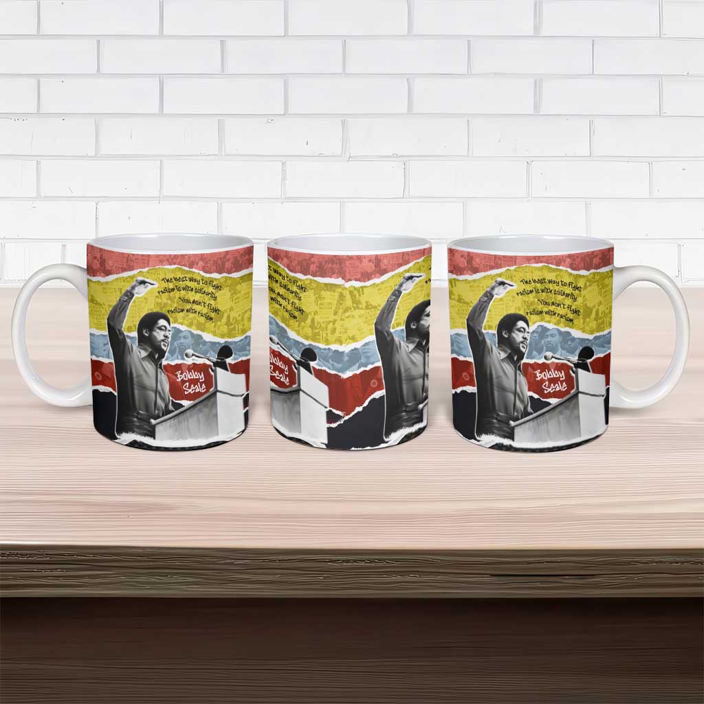 Bobby Seale Ceramic Mug Torn Paper Collage Design Solidarity Quote Powerful Speech Artwork Civil Rights - Wonder Print Shop