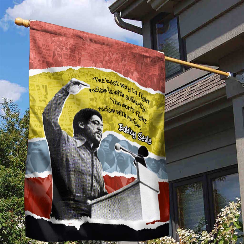 Bobby Seale Garden Flag Torn Paper Collage Design Solidarity Quote Powerful Speech Artwork Civil Rights - Wonder Print Shop