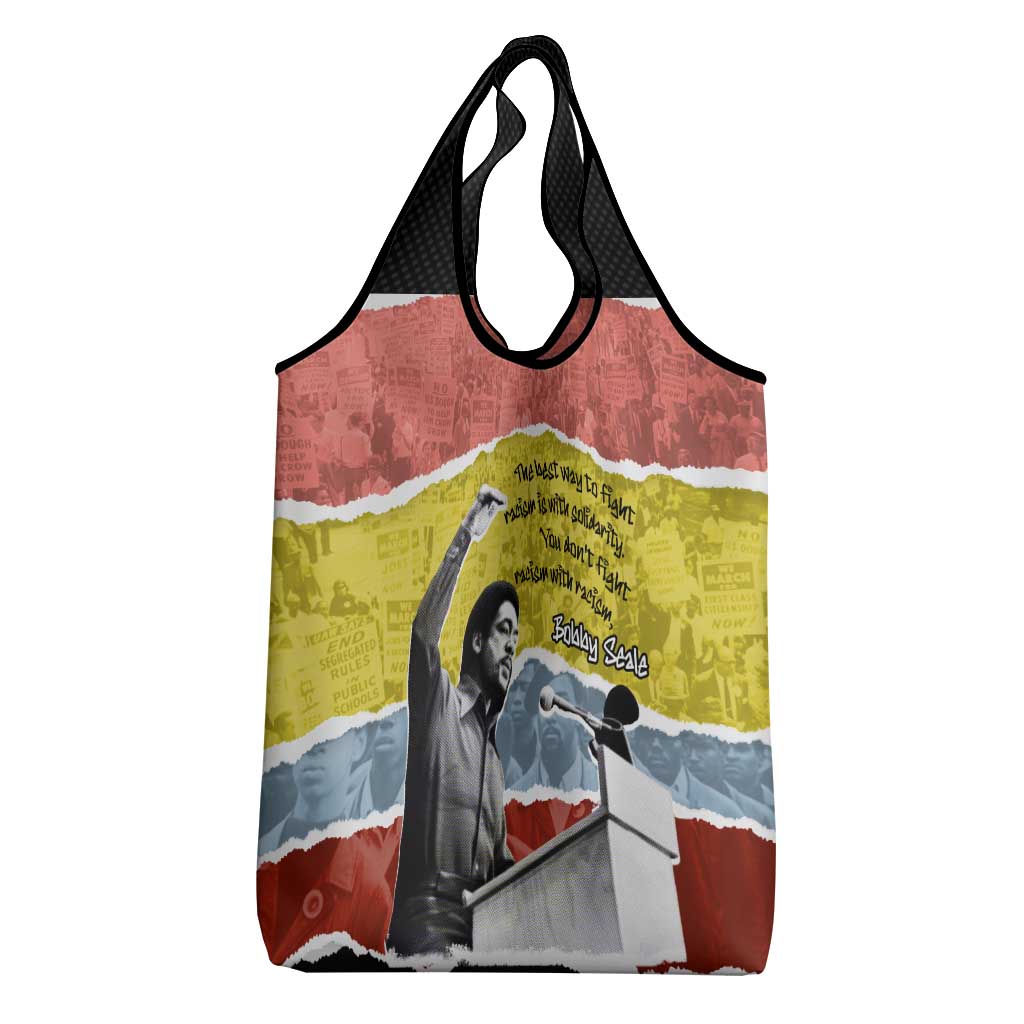 Bobby Seale Grocery Bag Torn Paper Collage Design Solidarity Quote Powerful Speech Artwork Civil Rights - Wonder Print Shop