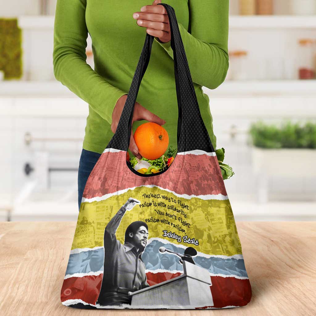 Bobby Seale Grocery Bag Torn Paper Collage Design Solidarity Quote Powerful Speech Artwork Civil Rights - Wonder Print Shop