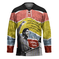 Bobby Seale Hockey Jersey Torn Paper Collage Design Solidarity Quote Powerful Speech Artwork Civil Rights - Wonder Print Shop
