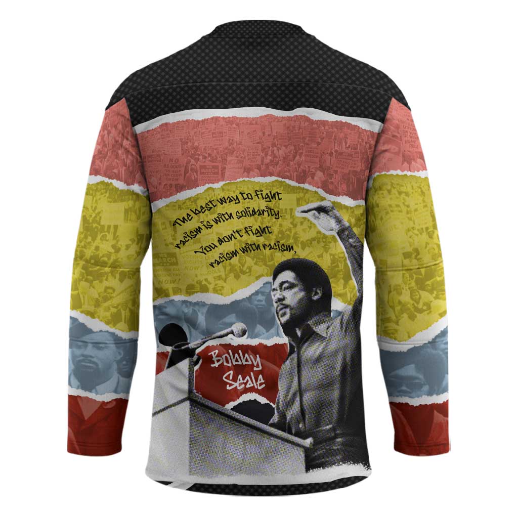 Bobby Seale Hockey Jersey Torn Paper Collage Design Solidarity Quote Powerful Speech Artwork Civil Rights - Wonder Print Shop