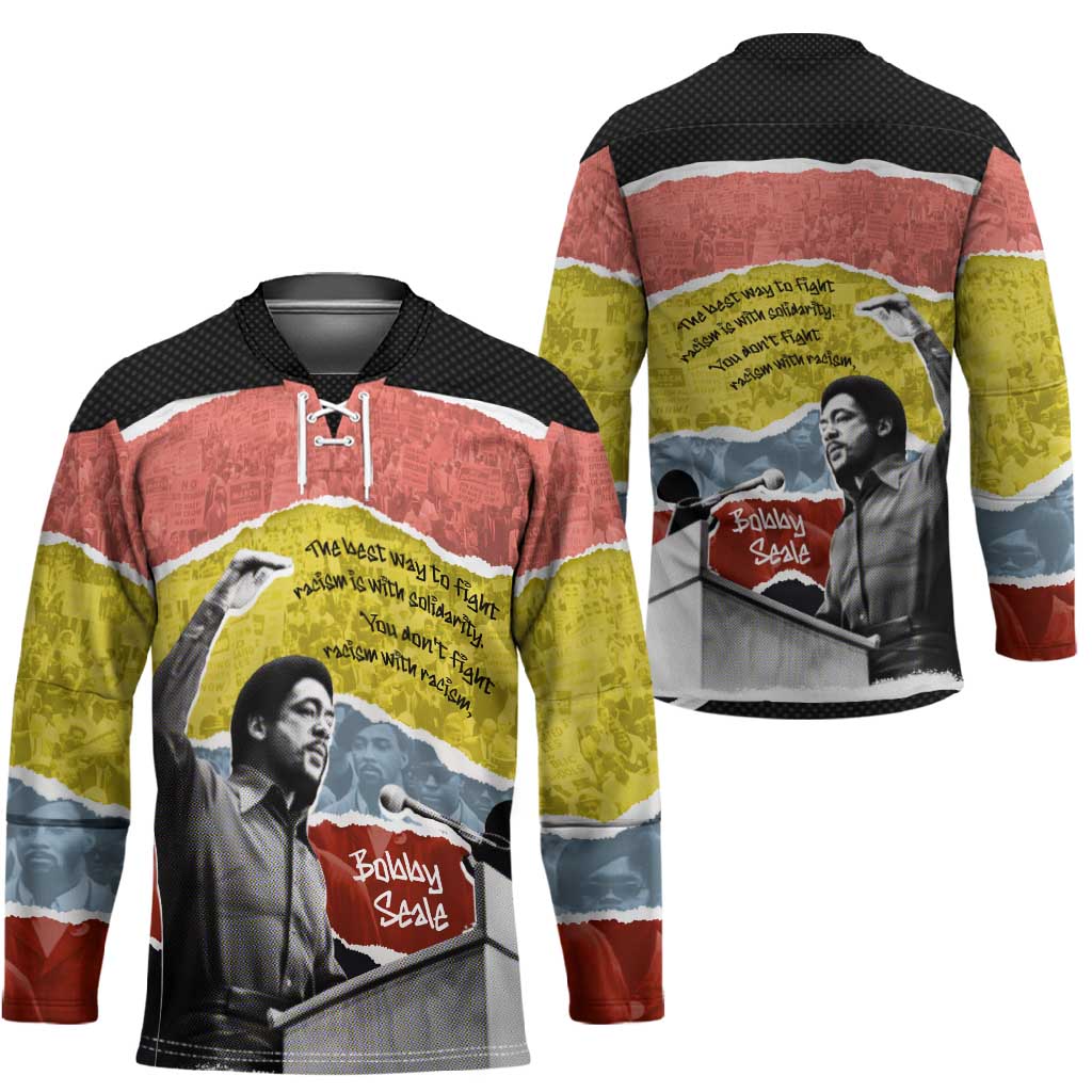 Bobby Seale Hockey Jersey Torn Paper Collage Design Solidarity Quote Powerful Speech Artwork Civil Rights - Wonder Print Shop