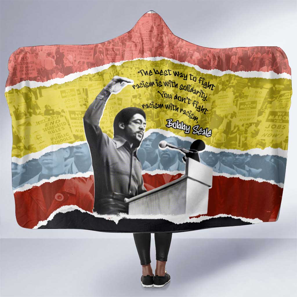 Bobby Seale Hooded Blanket Torn Paper Collage Design Solidarity Quote Powerful Speech Artwork Civil Rights - Wonder Print Shop