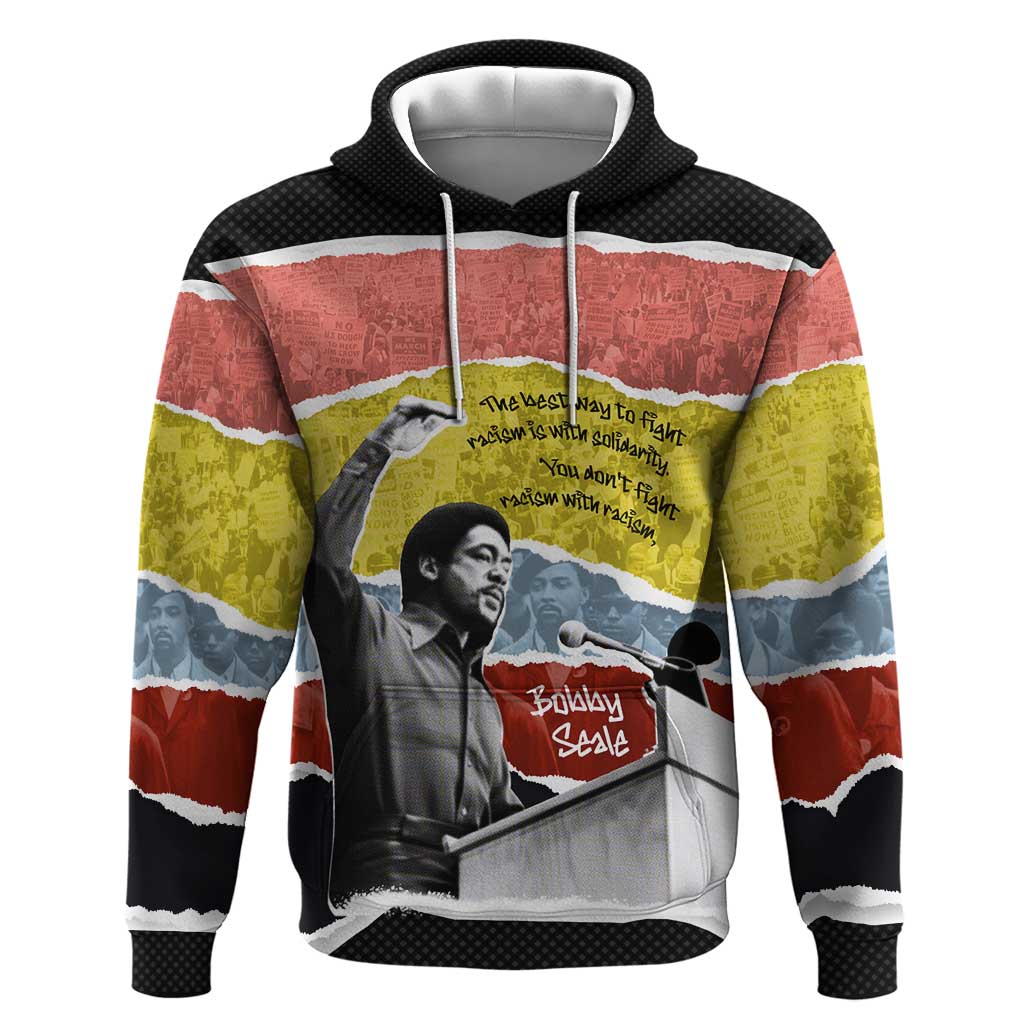 Bobby Seale Hoodie Torn Paper Collage Design Solidarity Quote Powerful Speech Artwork Civil Rights - Wonder Print Shop