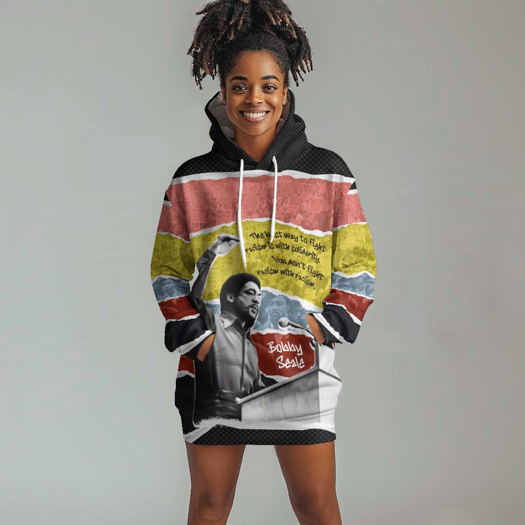 Bobby Seale Hoodie Dress Torn Paper Collage Design Solidarity Quote Powerful Speech Artwork Civil Rights - Wonder Print Shop