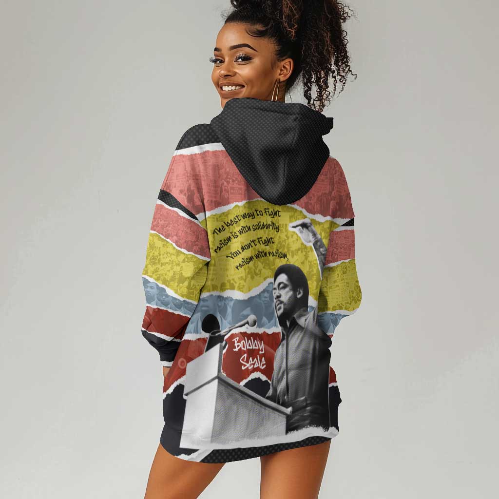 Bobby Seale Hoodie Dress Torn Paper Collage Design Solidarity Quote Powerful Speech Artwork Civil Rights - Wonder Print Shop