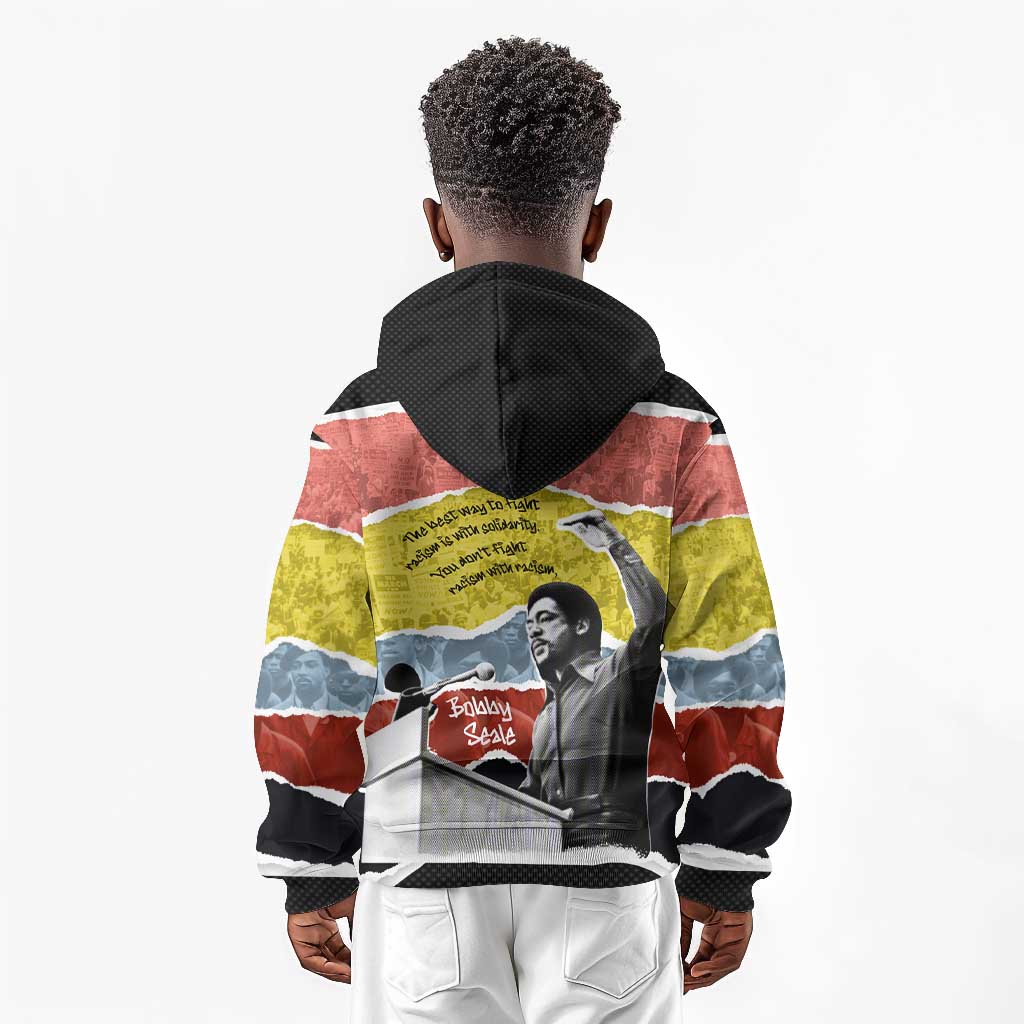 Bobby Seale Kid Hoodie Torn Paper Collage Design Solidarity Quote Powerful Speech Artwork Civil Rights - Wonder Print Shop