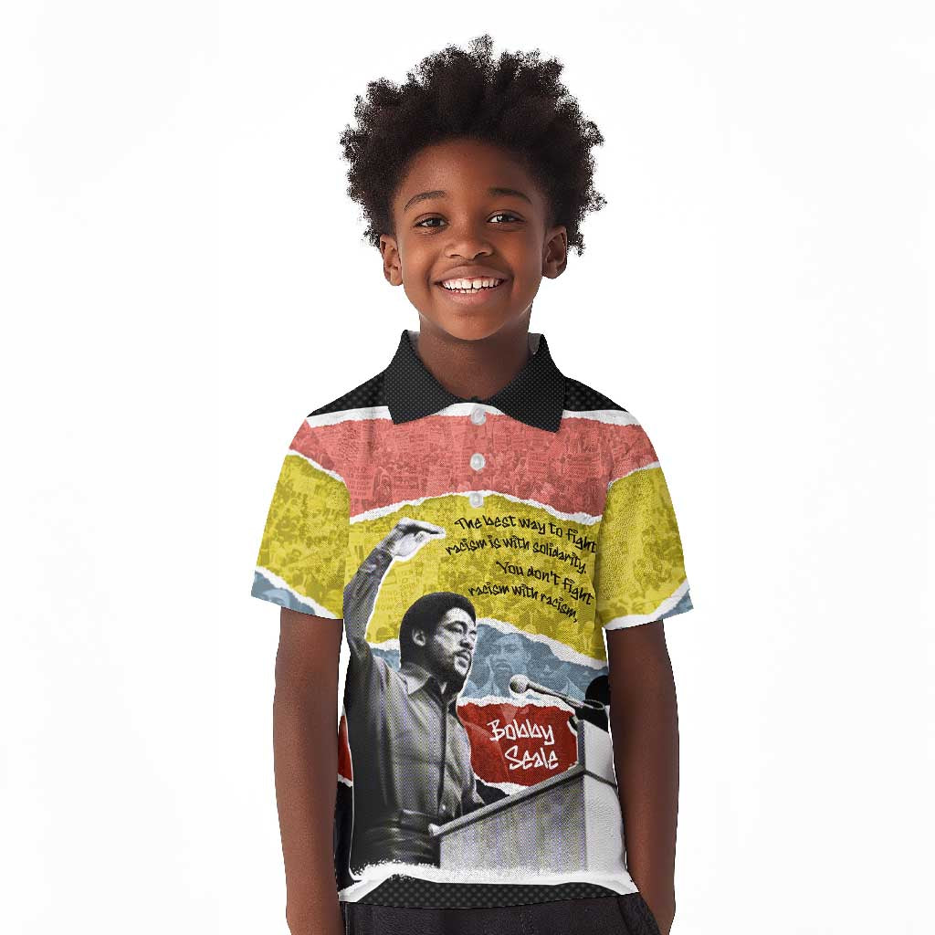Bobby Seale Kid Polo Shirt Torn Paper Collage Design Solidarity Quote Powerful Speech Artwork Civil Rights - Wonder Print Shop