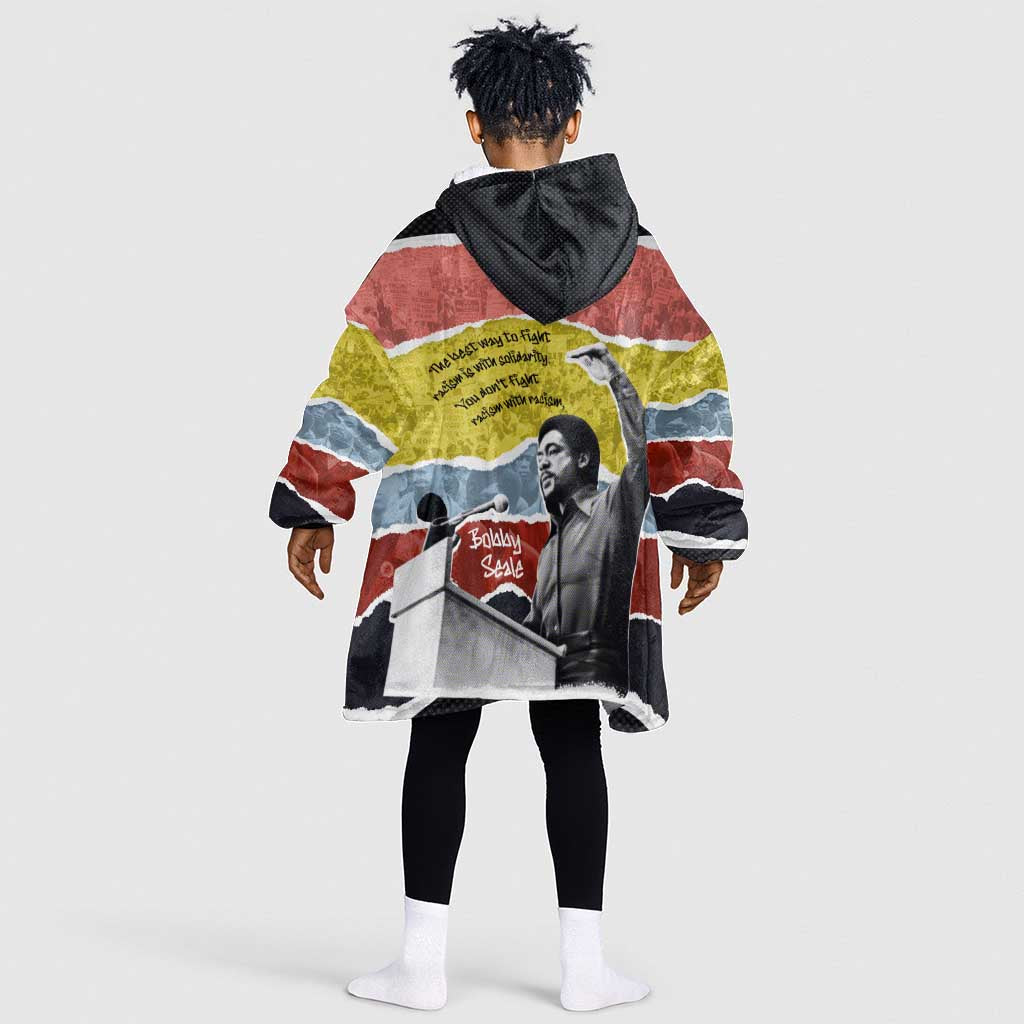 Bobby Seale Kid Wearable Blanket Hoodie Torn Paper Collage Design Solidarity Quote Powerful Speech Artwork Civil Rights - Wonder Print Shop