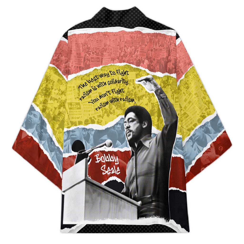 Bobby Seale Kimono Torn Paper Collage Design Solidarity Quote Powerful Speech Artwork Civil Rights - Wonder Print Shop