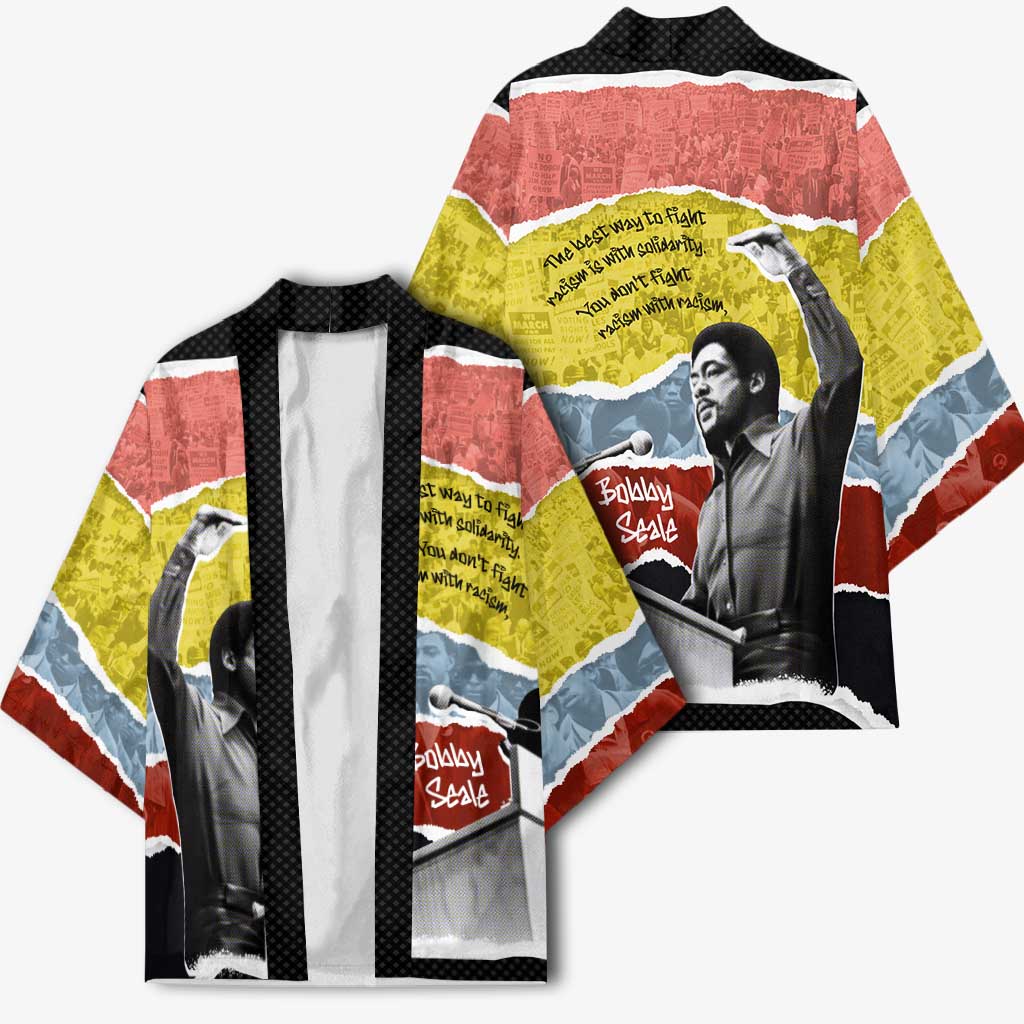 Bobby Seale Kimono Torn Paper Collage Design Solidarity Quote Powerful Speech Artwork Civil Rights - Wonder Print Shop