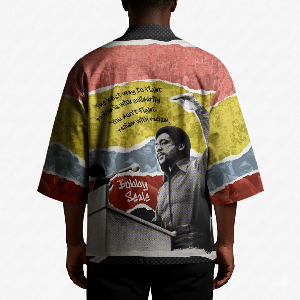Bobby Seale Kimono Torn Paper Collage Design Solidarity Quote Powerful Speech Artwork Civil Rights - Wonder Print Shop