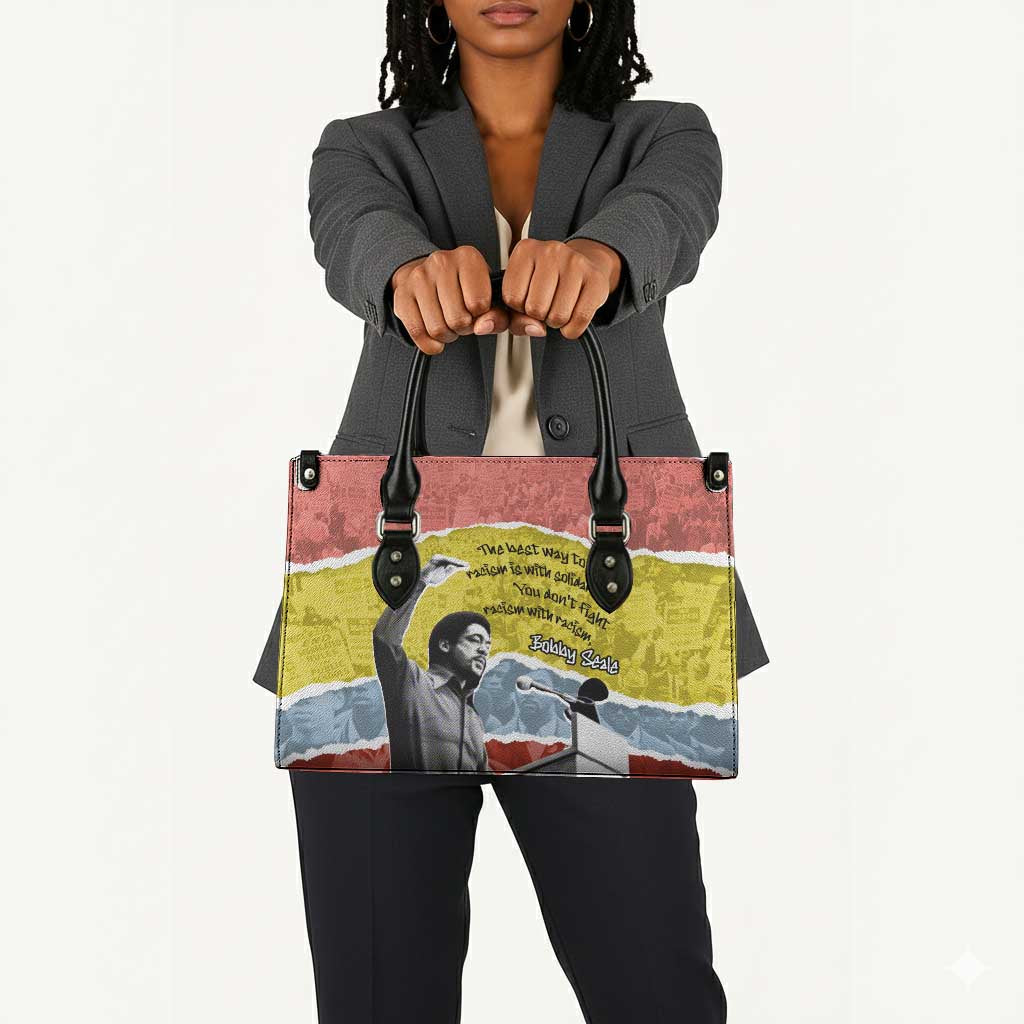 Bobby Seale Leather Bag Torn Paper Collage Design Solidarity Quote Powerful Speech Artwork Civil Rights - Wonder Print Shop