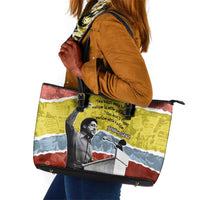 Bobby Seale Leather Tote Bag Torn Paper Collage Design Solidarity Quote Powerful Speech Artwork Civil Rights - Wonder Print Shop