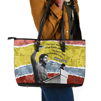 Bobby Seale Leather Tote Bag Torn Paper Collage Design Solidarity Quote Powerful Speech Artwork Civil Rights - Wonder Print Shop