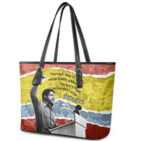 Bobby Seale Leather Tote Bag Torn Paper Collage Design Solidarity Quote Powerful Speech Artwork Civil Rights - Wonder Print Shop