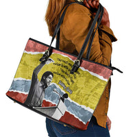 Bobby Seale Leather Tote Bag Torn Paper Collage Design Solidarity Quote Powerful Speech Artwork Civil Rights - Wonder Print Shop