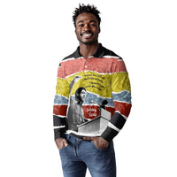 Bobby Seale Long Sleeve Polo Shirt Torn Paper Collage Design Solidarity Quote Powerful Speech Artwork Civil Rights - Wonder Print Shop