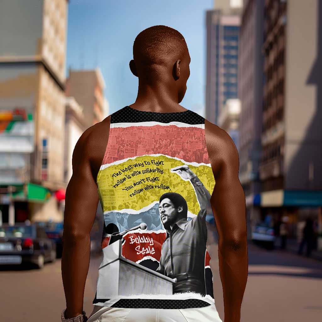 Bobby Seale Men Tank Top Torn Paper Collage Design Solidarity Quote Powerful Speech Artwork Civil Rights - Wonder Print Shop