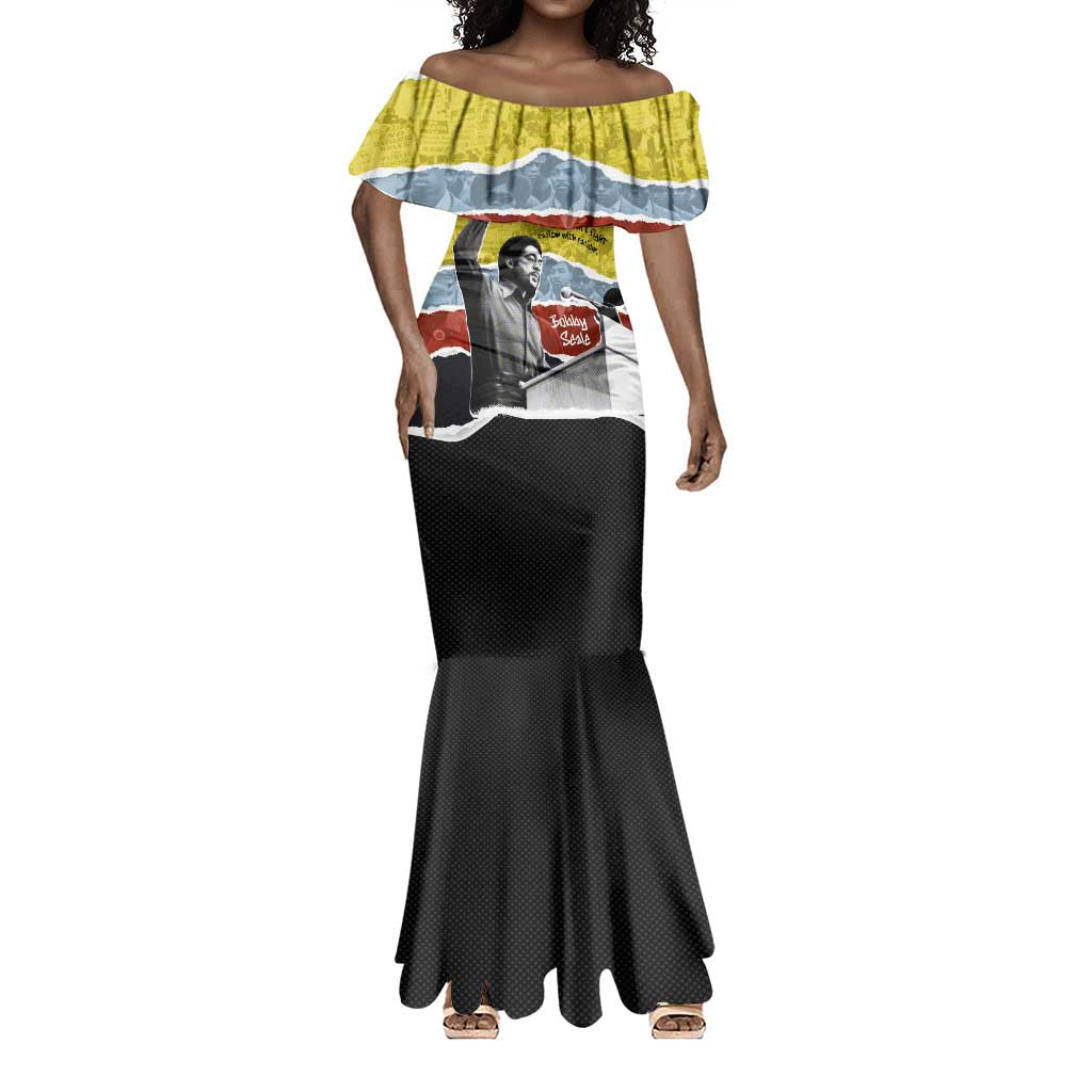 Bobby Seale Mermaid Dress Torn Paper Collage Design Solidarity Quote Powerful Speech Artwork Civil Rights - Wonder Print Shop