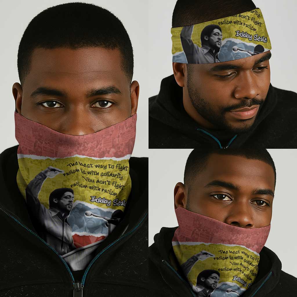 Bobby Seale Neck Gaiter Torn Paper Collage Design Solidarity Quote Powerful Speech Artwork Civil Rights - Wonder Print Shop