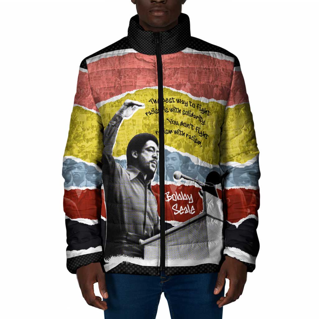 Bobby Seale Padded Jacket Torn Paper Collage Design Solidarity Quote Powerful Speech Artwork Civil Rights - Wonder Print Shop