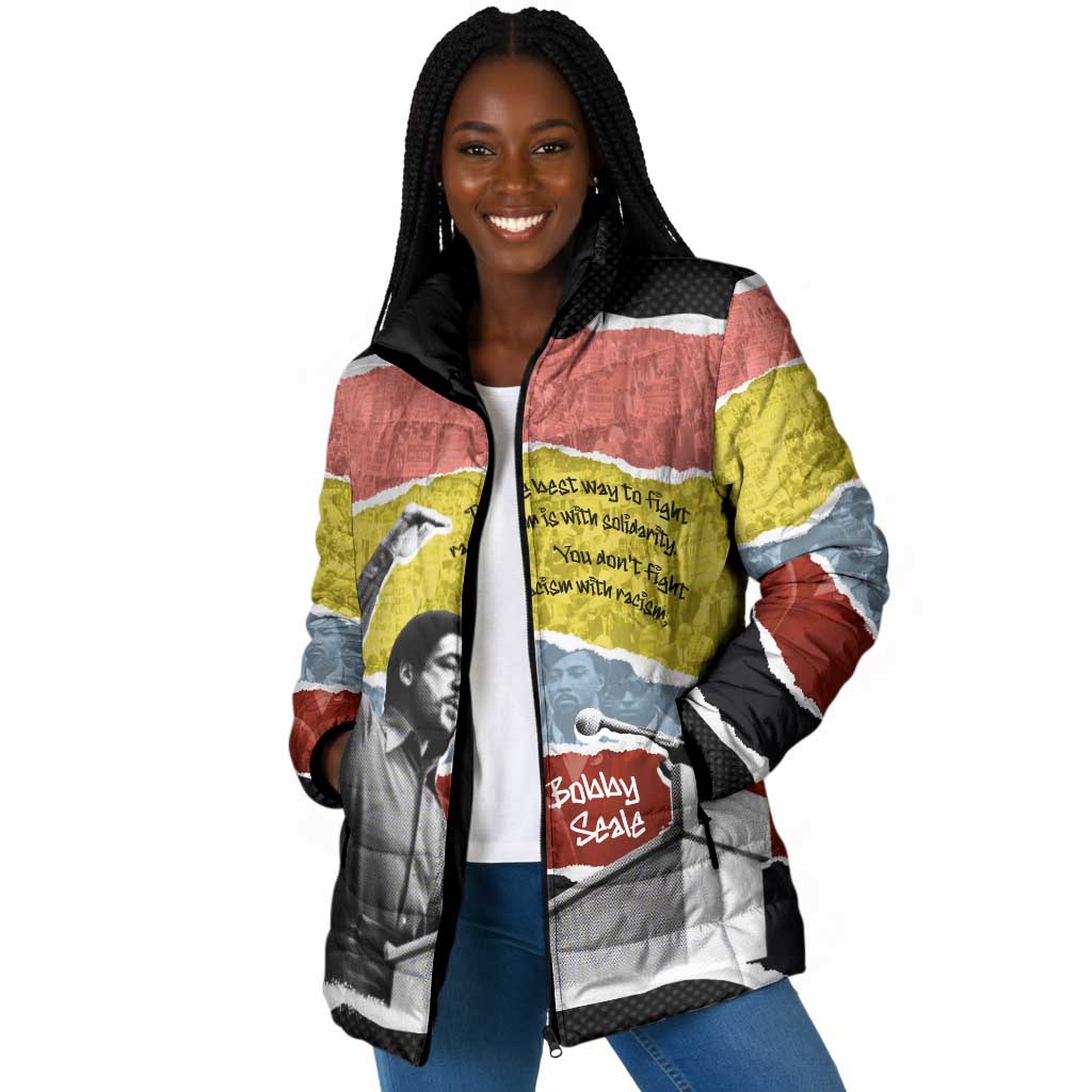 Bobby Seale Padded Jacket Torn Paper Collage Design Solidarity Quote Powerful Speech Artwork Civil Rights - Wonder Print Shop