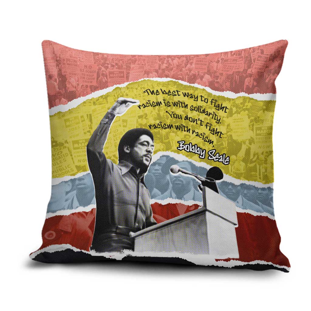 Bobby Seale Pillow Cover Torn Paper Collage Design Solidarity Quote Powerful Speech Artwork Civil Rights - Wonder Print Shop