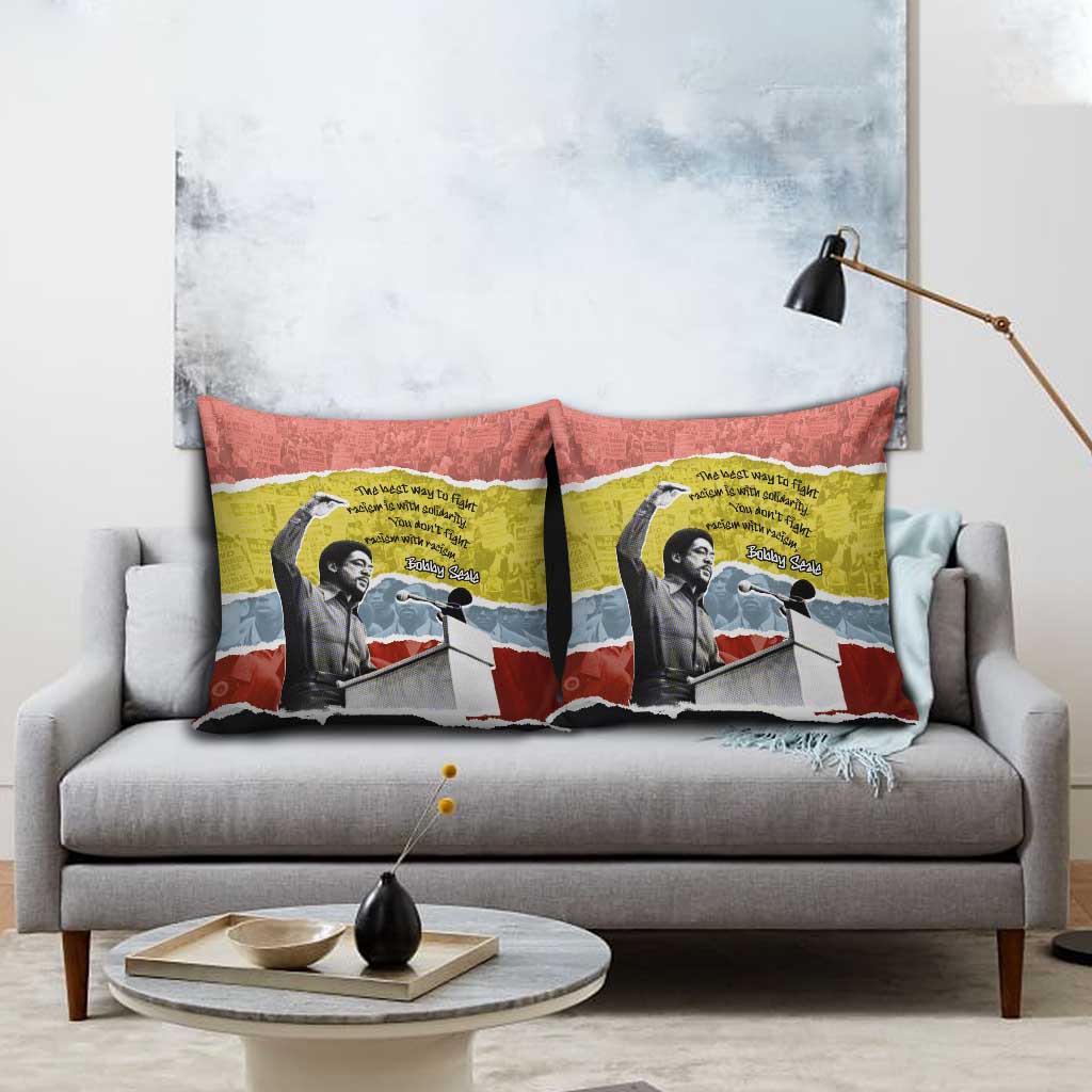 Bobby Seale Pillow Cover Torn Paper Collage Design Solidarity Quote Powerful Speech Artwork Civil Rights - Wonder Print Shop