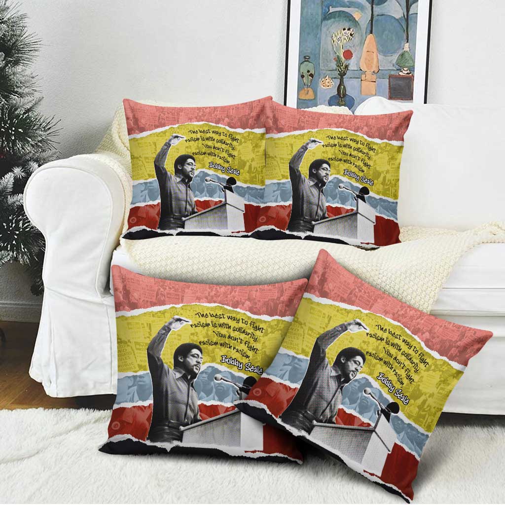 Bobby Seale Pillow Cover Torn Paper Collage Design Solidarity Quote Powerful Speech Artwork Civil Rights - Wonder Print Shop