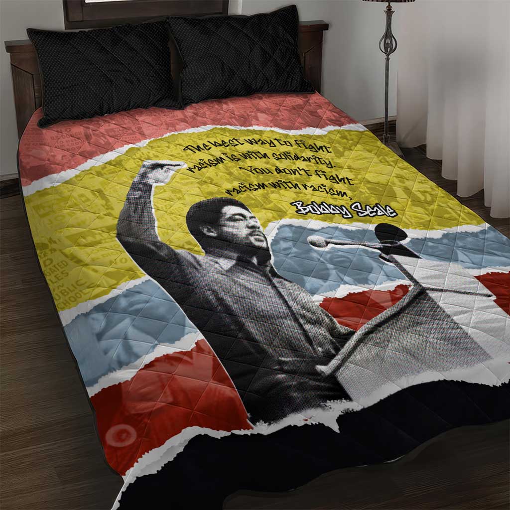 Bobby Seale Quilt Bed Set Torn Paper Collage Design Solidarity Quote Powerful Speech Artwork Civil Rights - Wonder Print Shop