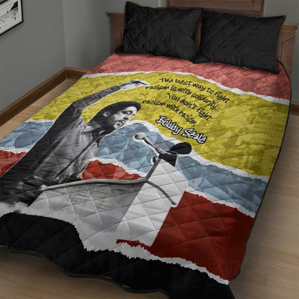 Bobby Seale Quilt Bed Set Torn Paper Collage Design Solidarity Quote Powerful Speech Artwork Civil Rights - Wonder Print Shop
